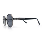 Luxury Gangster Octagonal Retro Refined Gentlemans Metal Rim Sunglasses