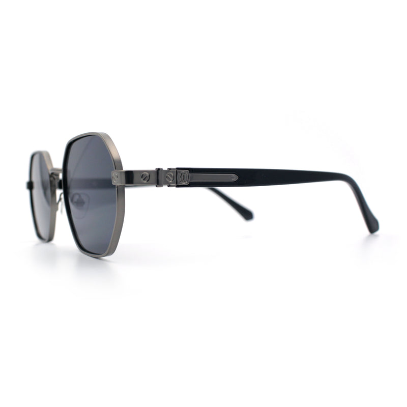 Luxury Gangster Octagonal Retro Refined Gentlemans Metal Rim Sunglasses