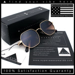 Luxury Gangster Octagonal Retro Refined Gentlemans Metal Rim Sunglasses
