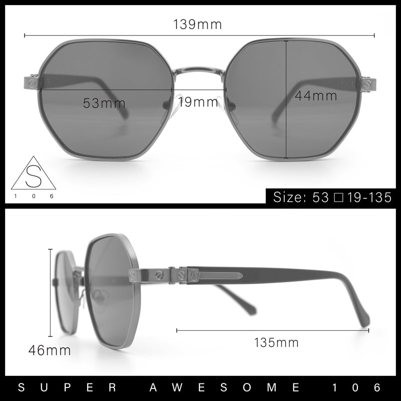 Luxury Gangster Octagonal Retro Refined Gentlemans Metal Rim Sunglasses