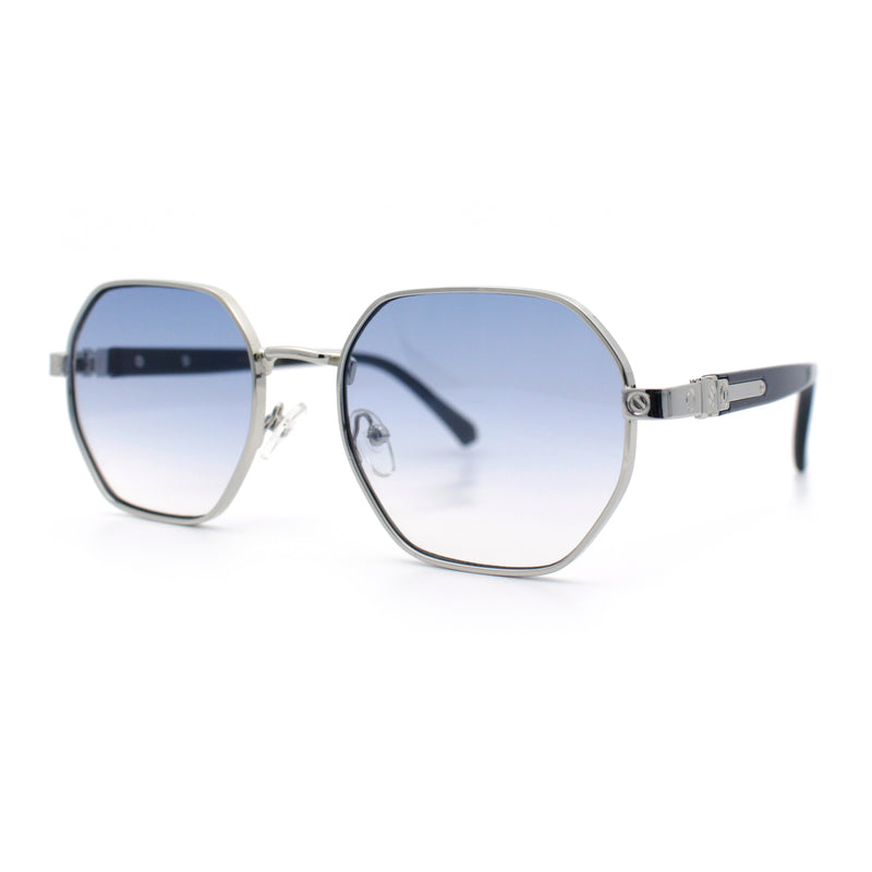 Luxury Gangster Octagonal Retro Refined Gentlemans Metal Rim Sunglasses