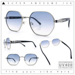 Luxury Gangster Octagonal Retro Refined Gentlemans Metal Rim Sunglasses