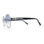 Luxury Gangster Octagonal Retro Refined Gentlemans Metal Rim Sunglasses