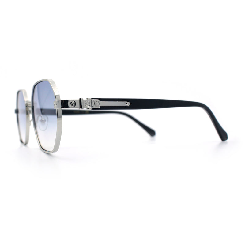 Luxury Gangster Octagonal Retro Refined Gentlemans Metal Rim Sunglasses