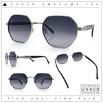 Luxury Gangster Octagonal Retro Refined Gentlemans Metal Rim Sunglasses