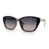 Womens Luxury Plastic Exposed Lens Rectangular Cat Eye Retro Sunglasses