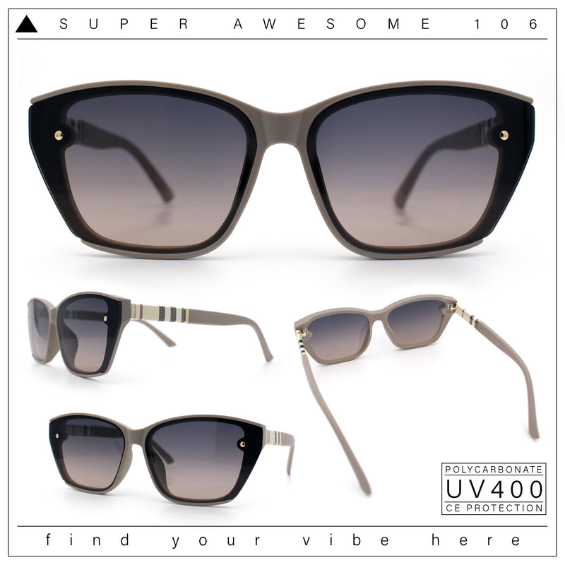 Womens Luxury Plastic Exposed Lens Rectangular Cat Eye Retro Sunglasses
