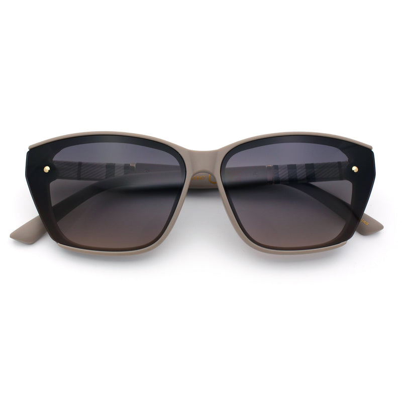 Womens Luxury Plastic Exposed Lens Rectangular Cat Eye Retro Sunglasses