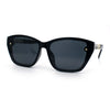 Womens Luxury Plastic Exposed Lens Rectangular Cat Eye Retro Sunglasses