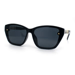 Womens Luxury Plastic Exposed Lens Rectangular Cat Eye Retro Sunglasses
