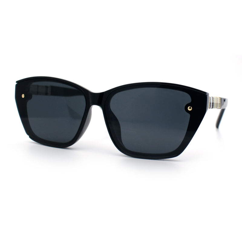 Womens Luxury Plastic Exposed Lens Rectangular Cat Eye Retro Sunglasses