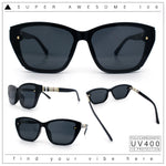 Womens Luxury Plastic Exposed Lens Rectangular Cat Eye Retro Sunglasses