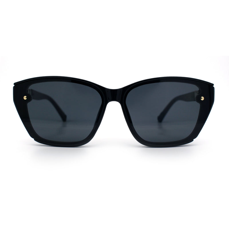 Womens Luxury Plastic Exposed Lens Rectangular Cat Eye Retro Sunglasses