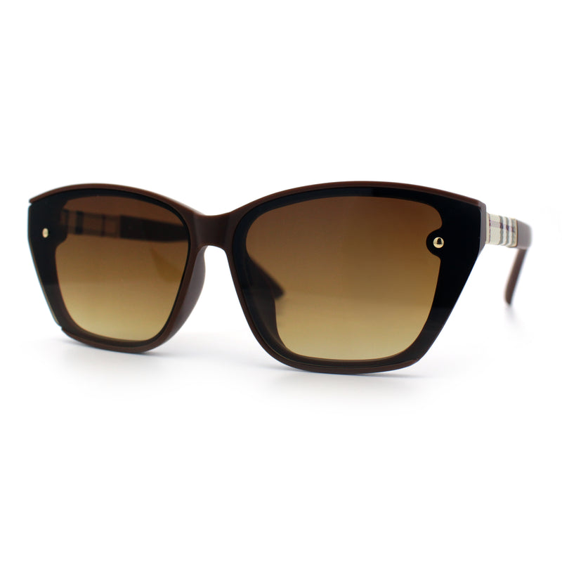Womens Luxury Plastic Exposed Lens Rectangular Cat Eye Retro Sunglasses