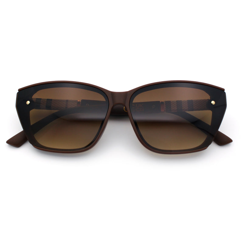 Womens Luxury Plastic Exposed Lens Rectangular Cat Eye Retro Sunglasses