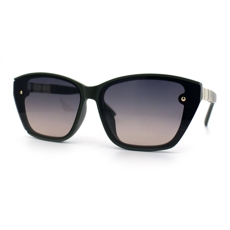 Womens Luxury Plastic Exposed Lens Rectangular Cat Eye Retro Sunglasses
