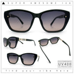 Womens Luxury Plastic Exposed Lens Rectangular Cat Eye Retro Sunglasses