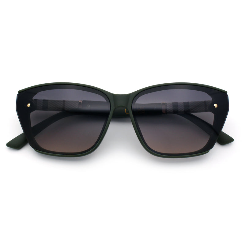Womens Luxury Plastic Exposed Lens Rectangular Cat Eye Retro Sunglasses