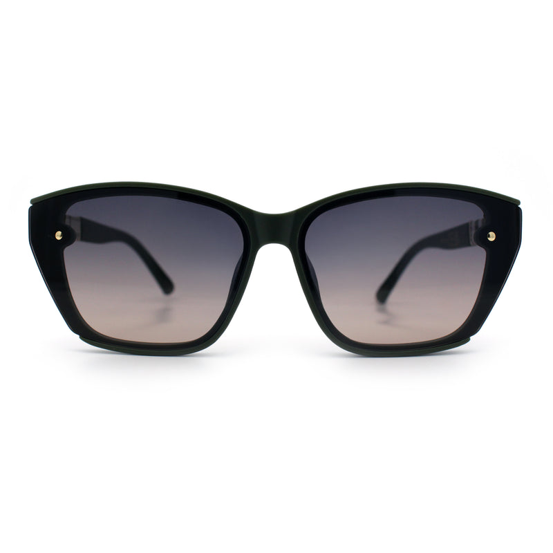Womens Luxury Plastic Exposed Lens Rectangular Cat Eye Retro Sunglasses