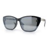 Womens Luxury Plastic Exposed Lens Rectangular Cat Eye Retro Sunglasses
