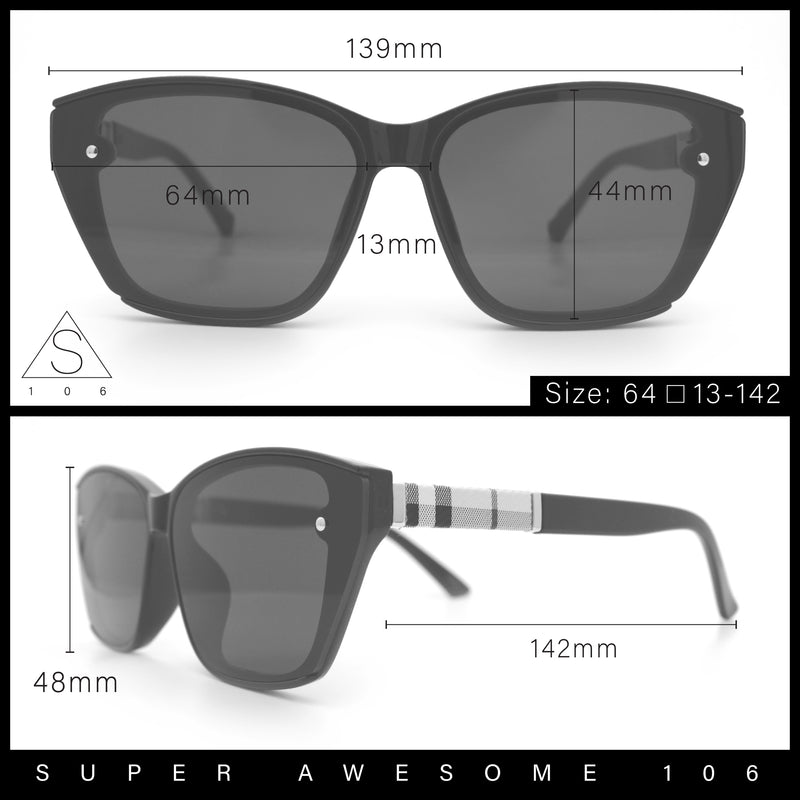 Womens Luxury Plastic Exposed Lens Rectangular Cat Eye Retro Sunglasses