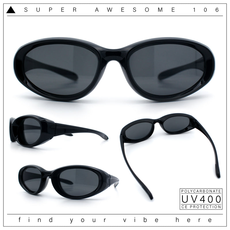 Oval Beveled Thick Plastic Y2K Sporty Fashion Sunglasses