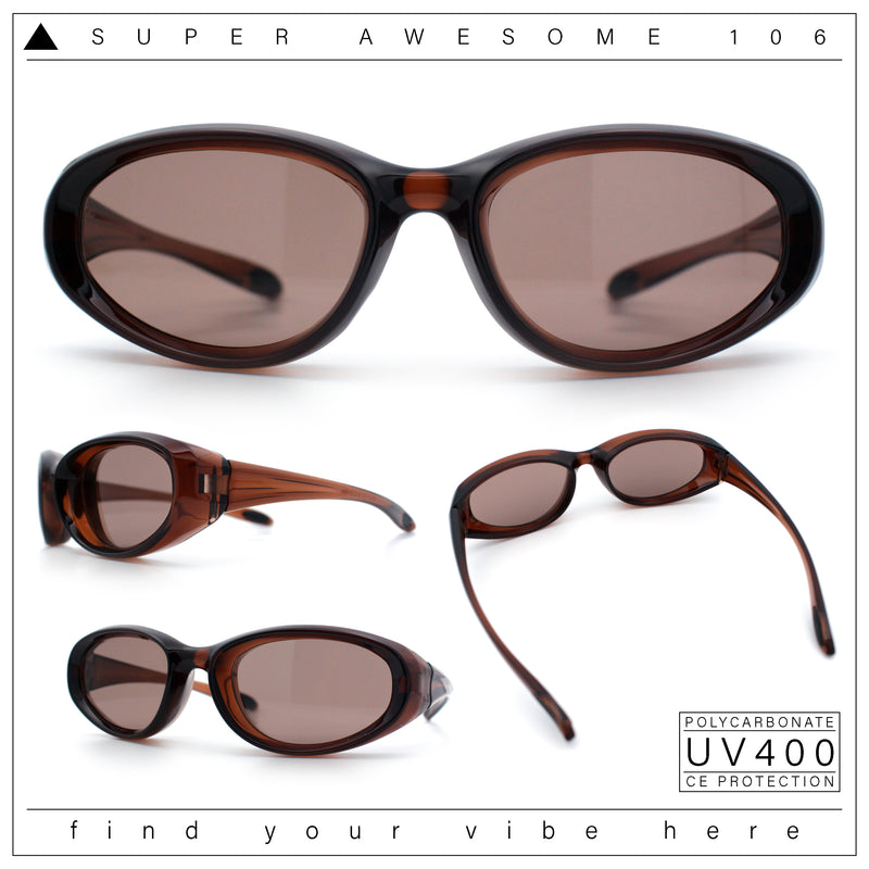 Oval Beveled Thick Plastic Y2K Sporty Fashion Sunglasses