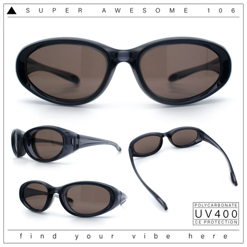 Oval Beveled Thick Plastic Y2K Sporty Fashion Sunglasses
