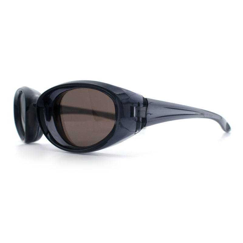 Oval Beveled Thick Plastic Y2K Sporty Fashion Sunglasses