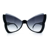 Womens Butterfly Upside Down Half Rim Plastic Oversized Sunglasses