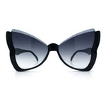 Womens Butterfly Upside Down Half Rim Plastic Oversized Sunglasses