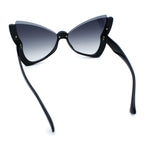 Womens Butterfly Upside Down Half Rim Plastic Oversized Sunglasses