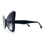 Womens Butterfly Upside Down Half Rim Plastic Oversized Sunglasses