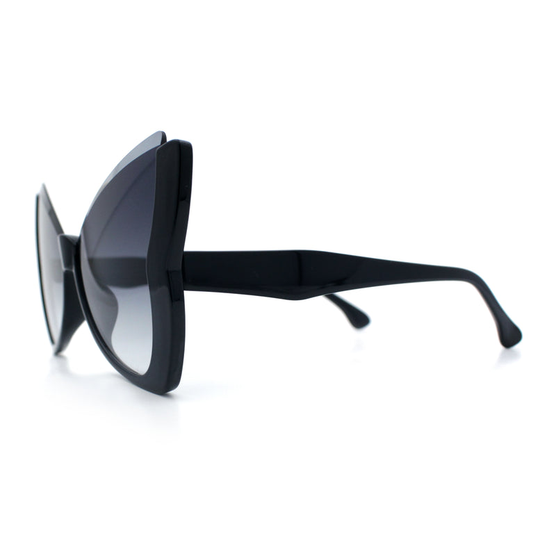 Womens Butterfly Upside Down Half Rim Plastic Oversized Sunglasses