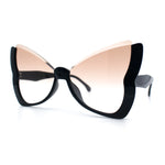 Womens Butterfly Upside Down Half Rim Plastic Oversized Sunglasses