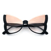 Womens Butterfly Upside Down Half Rim Plastic Oversized Sunglasses