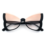 Womens Butterfly Upside Down Half Rim Plastic Oversized Sunglasses