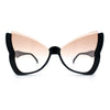 Womens Butterfly Upside Down Half Rim Plastic Oversized Sunglasses