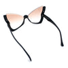 Womens Butterfly Upside Down Half Rim Plastic Oversized Sunglasses