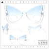 Womens Butterfly Upside Down Half Rim Plastic Oversized Sunglasses