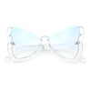 Womens Butterfly Upside Down Half Rim Plastic Oversized Sunglasses