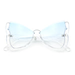 Womens Butterfly Upside Down Half Rim Plastic Oversized Sunglasses
