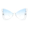 Womens Butterfly Upside Down Half Rim Plastic Oversized Sunglasses