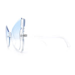Womens Butterfly Upside Down Half Rim Plastic Oversized Sunglasses