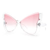 Womens Butterfly Upside Down Half Rim Plastic Oversized Sunglasses