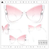 Womens Butterfly Upside Down Half Rim Plastic Oversized Sunglasses