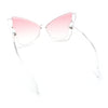 Womens Butterfly Upside Down Half Rim Plastic Oversized Sunglasses