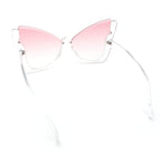Womens Butterfly Upside Down Half Rim Plastic Oversized Sunglasses