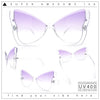 Womens Butterfly Upside Down Half Rim Plastic Oversized Sunglasses