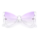 Womens Butterfly Upside Down Half Rim Plastic Oversized Sunglasses